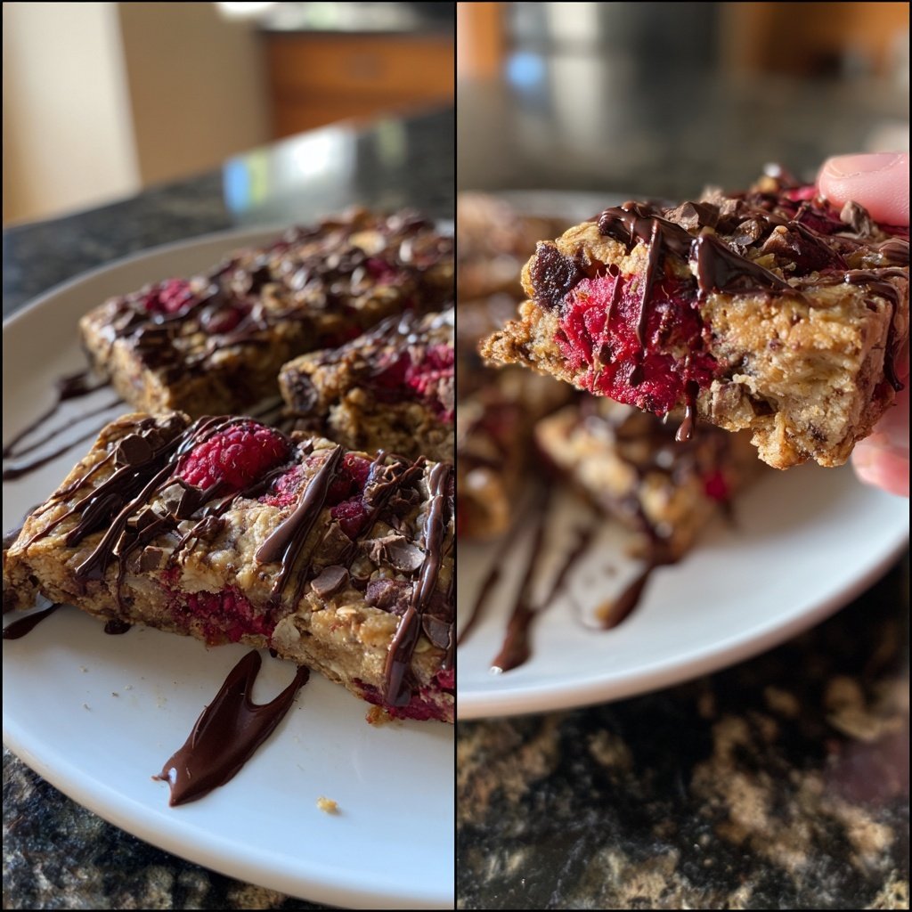 Chocolate Raspberry Almond Snack Bars