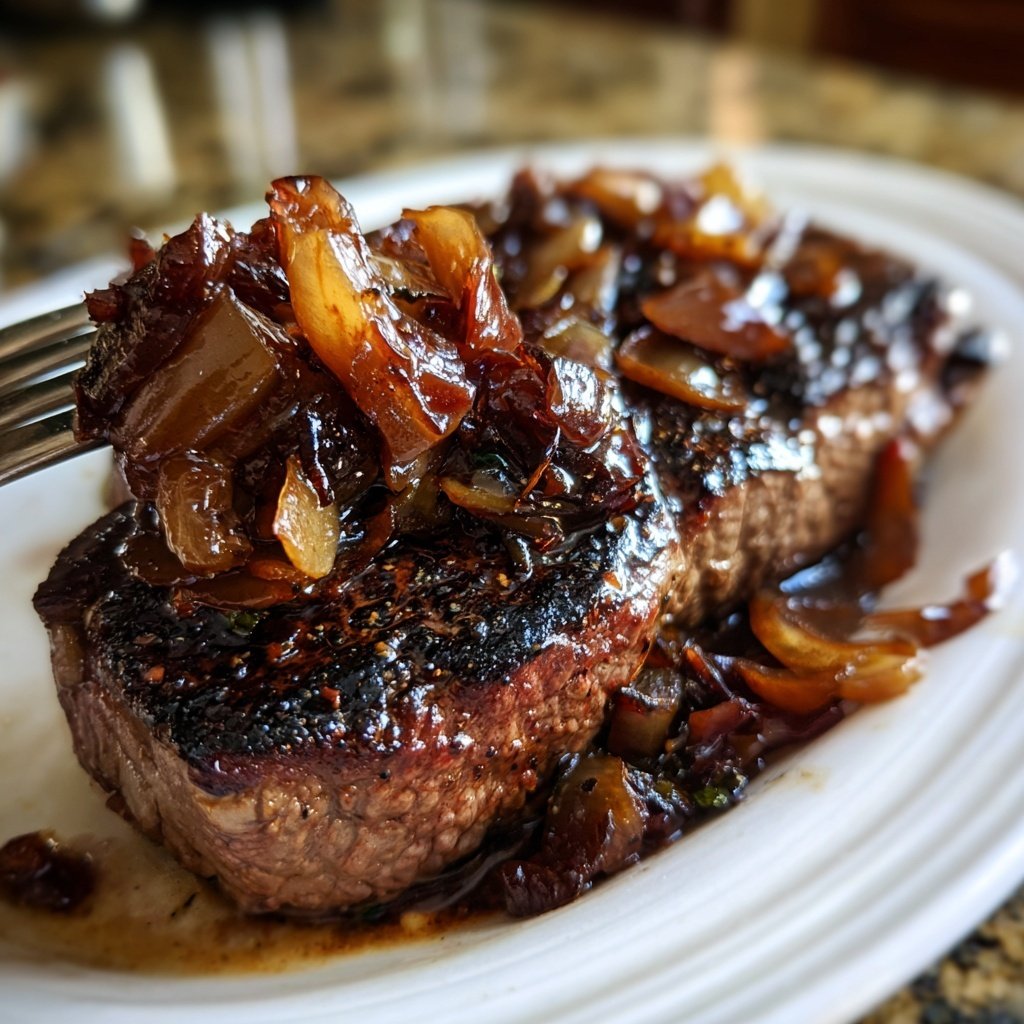 Steak with Balsamic Shallots