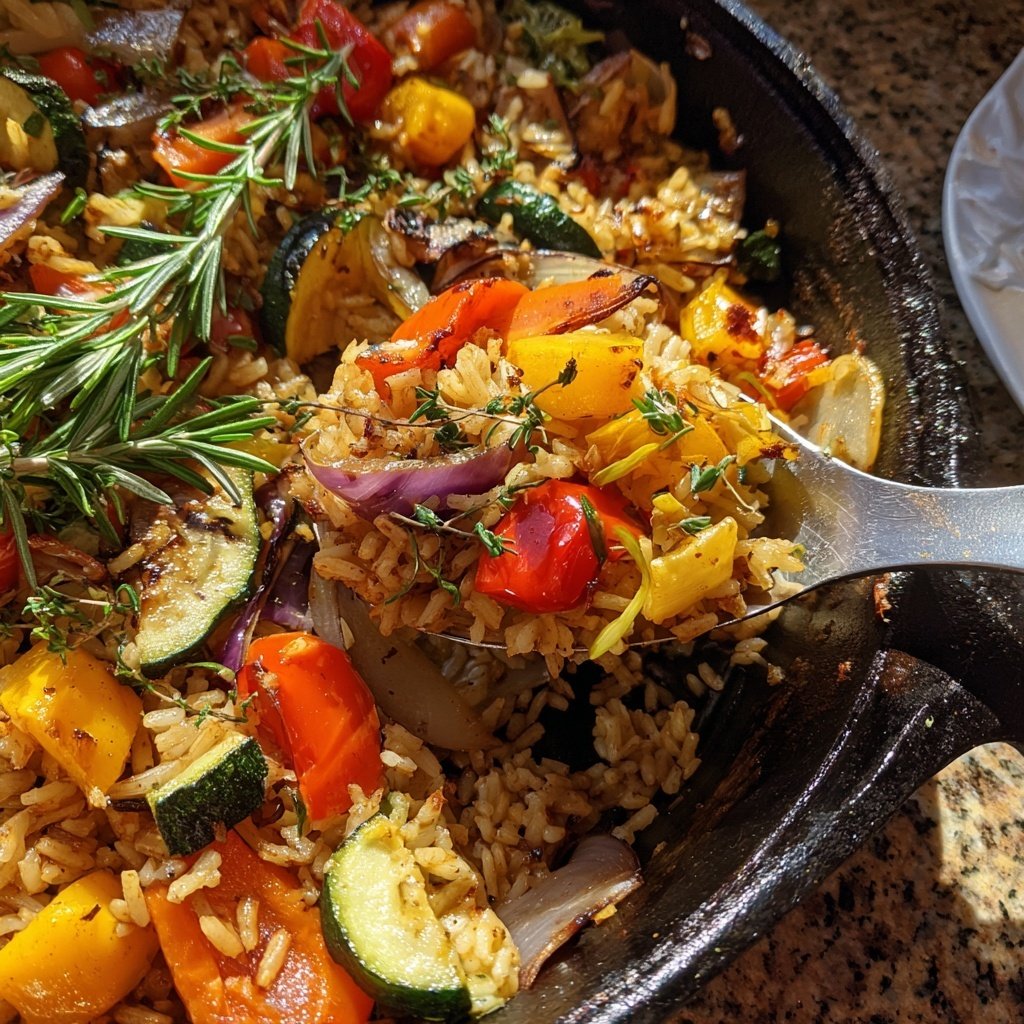 Herb Roasted Veggie Rice Skillet