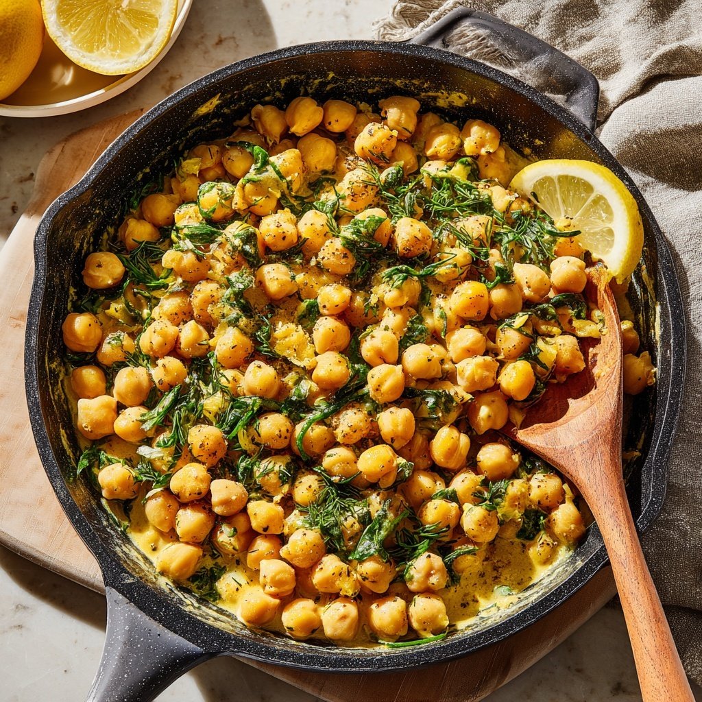 Creamy Lemon Chickpea Skillet