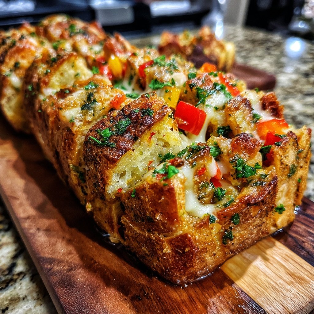 Super Bowl Cheesy Veggie Pull Apart Bread