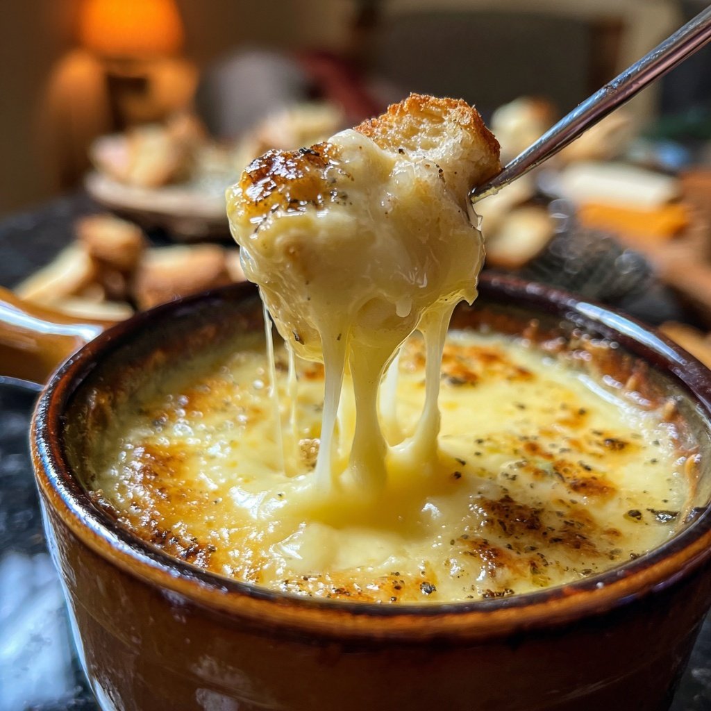 Fondue with Swiss Cheese and Garlic