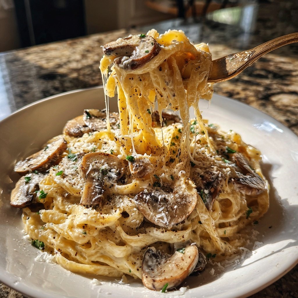 Valentine Dinner Creamy Mushroom Pasta