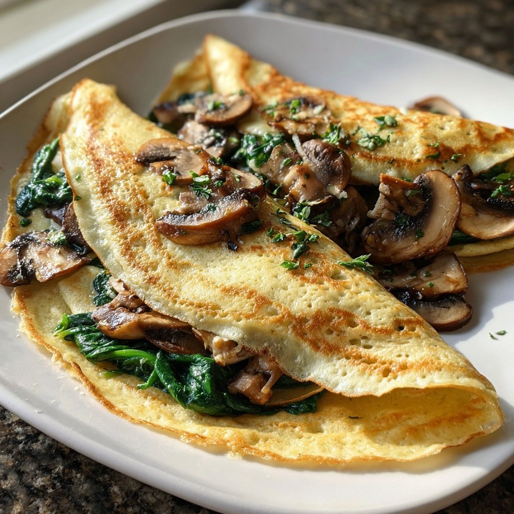 Valentine Dinner Spinach Mushroom Crepes