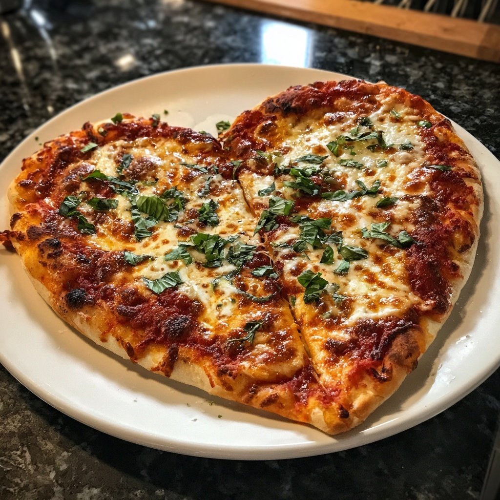 Heart-Shaped Pizza with Mozzarella